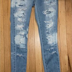 Blue Skinny Distressed Jeans